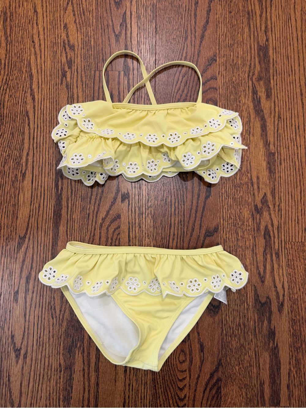 Janie and Jack Yellow Ruffle Eyelet Bikini Set